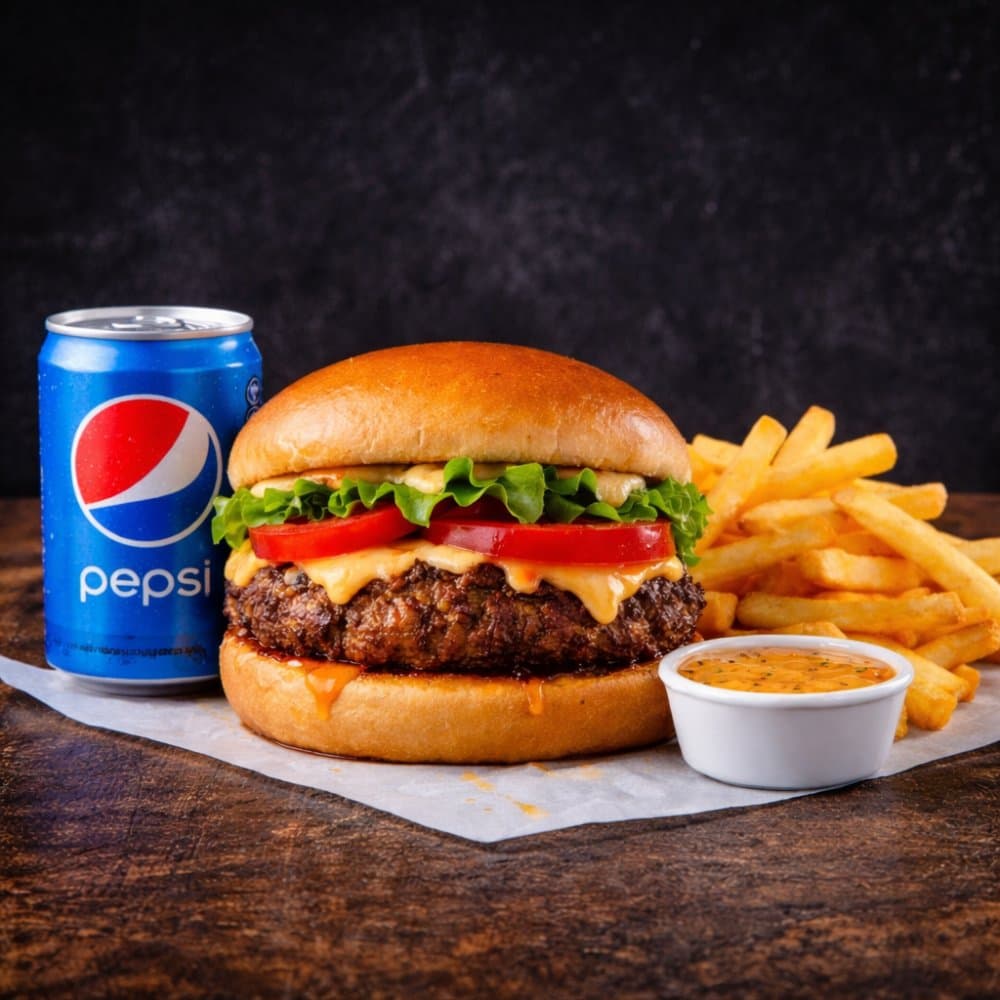 Special Offer: Any Burger + Pepsi + Fries + Cup Sauce