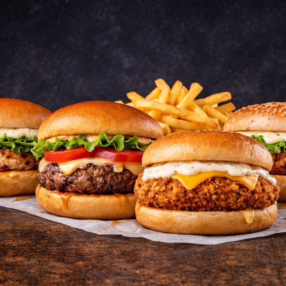 Offer: Chicken Burger + Beef World + Zinger World + Crispy Sandwich + Fries